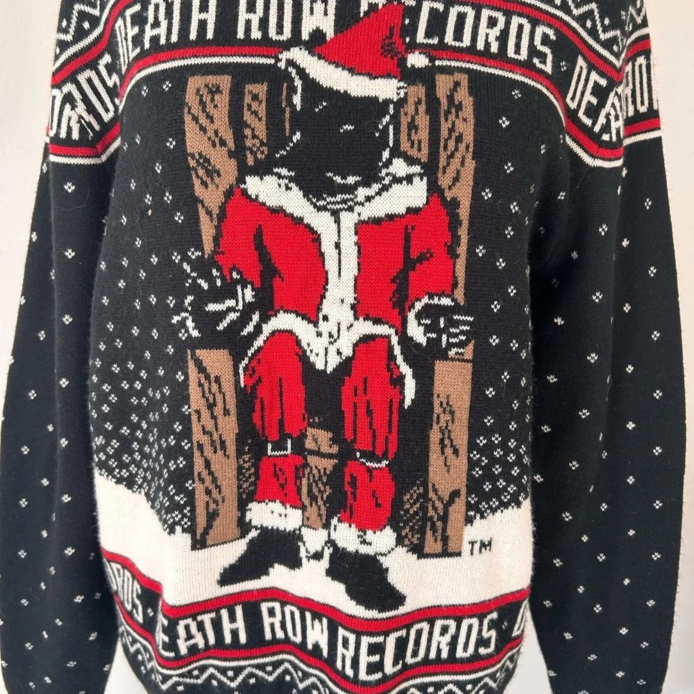 Death Row Records Black and Red Christmas Ugly Sweater, Size M